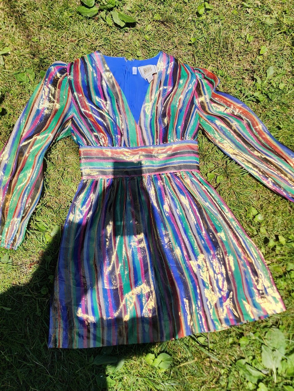 Emily McCarthy Penny tinsel dress metallic silk small rainbow Small